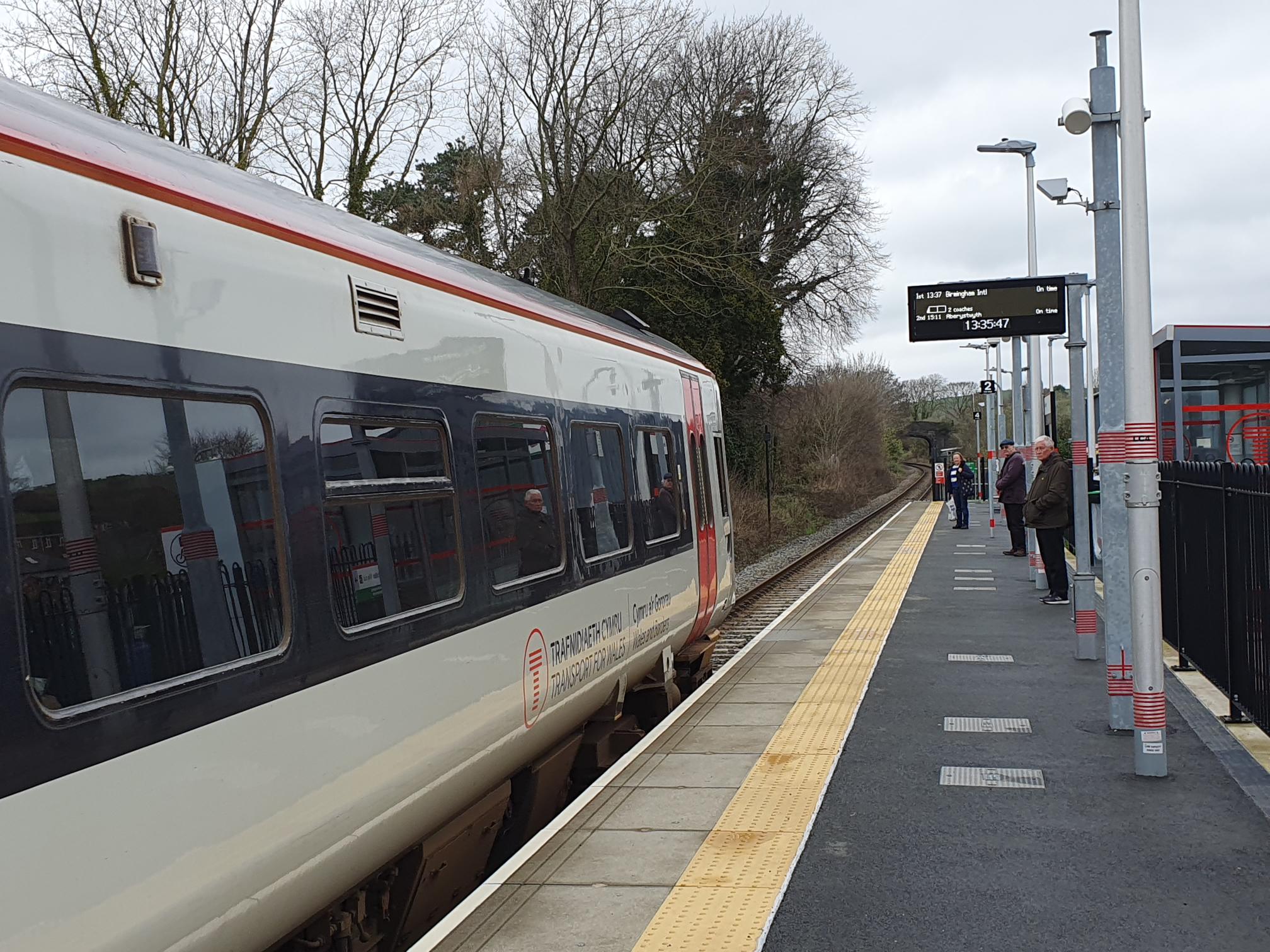 Transport for Wales train at a station.